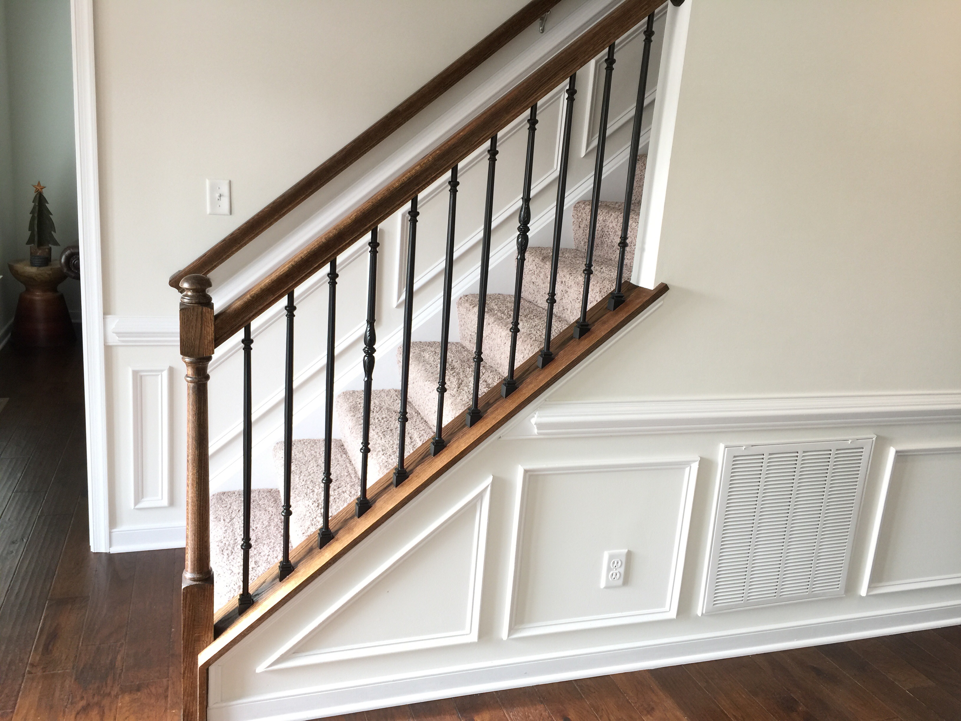 Before and after wainscoting After wainscoting on stairs.